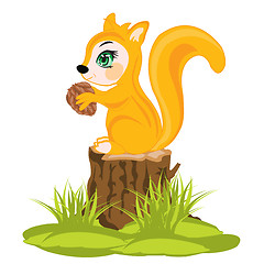 Image showing Squirrel sits on hemp