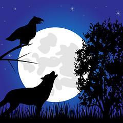 Image showing Silhouettes animal in the night