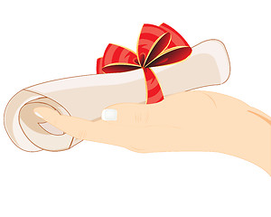 Image showing Roll of the paper in hand
