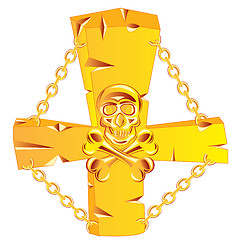 Image showing Cross and skull golden