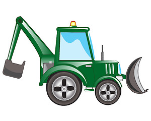 Image showing Green tractor excavator