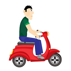 Image showing Man goes on scooter