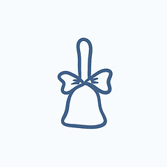 Image showing School bell with ribbon sketch icon.