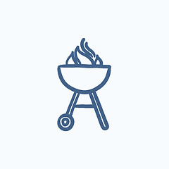 Image showing Kettle barbecue grill sketch icon.