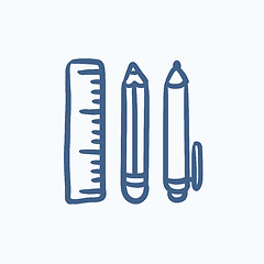 Image showing School supplies sketch icon.