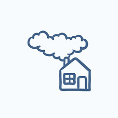 Image showing Save energy house sketch icon.