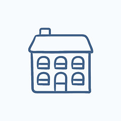 Image showing Two storey detached house sketch icon.