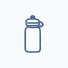 Image showing Sport water bottle sketch icon.