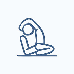 Image showing Man practicing yoga sketch icon.