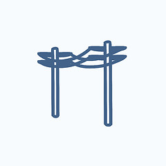 Image showing High voltage power lines sketch icon.