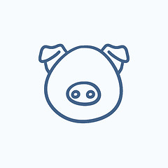 Image showing Pig head sketch icon.