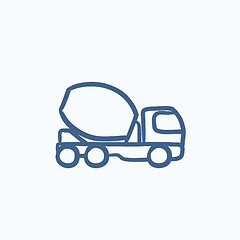 Image showing Concrete mixer truck sketch icon.