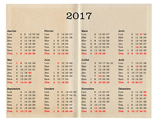 Image showing Year 2017 calendar - France