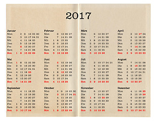 Image showing Year 2017 calendar - Germany