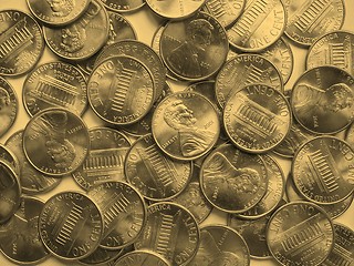 Image showing Dollar coins background - vintage