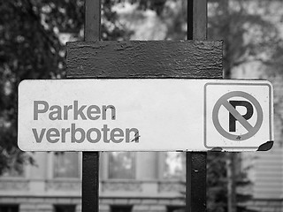 Image showing No parking sign in black and white