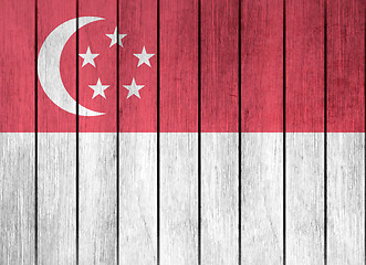 Image showing Wooden Flag Of Singapore