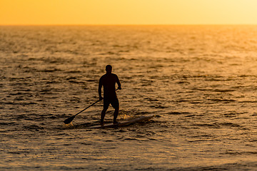 Image showing Man paddleboarding