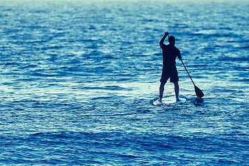 Image showing Man on Stand Up Paddle Board