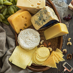 Image showing Various types of cheese set