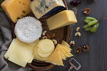 Image showing Various types of cheese set