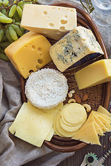 Image showing Various types of cheese set