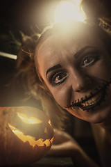 Image showing Horrible girl with scary mouth and eyes