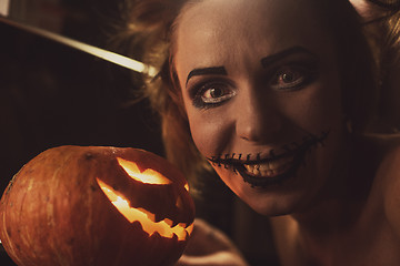 Image showing Horrible girl with scary mouth and eyes