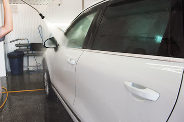 Image showing washing car closeup