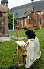 Image showing Artist creates on open-air. Kaliningrad