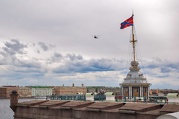 Image showing Helicopter over fort in Peter and Paul fortress