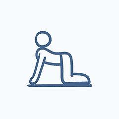 Image showing Man practicing yoga sketch icon.