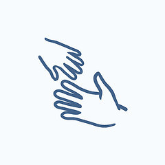 Image showing Hands of parent and child sketch icon.