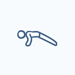 Image showing Man making push ups sketch icon.