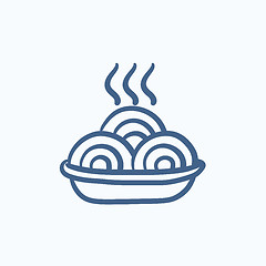 Image showing Hot meal in plate sketch icon.