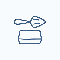 Image showing Spatula with brick sketch icon.