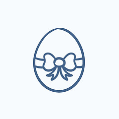 Image showing Easter egg with ribbon sketch icon.