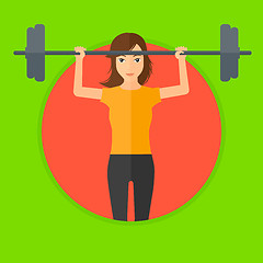 Image showing Woman lifting barbell.