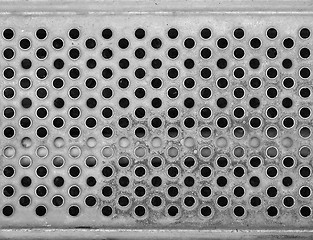 Image showing Green metal grid background in black and white