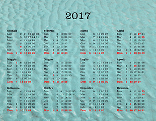 Image showing Year 2017 calendar - Italy with sea background