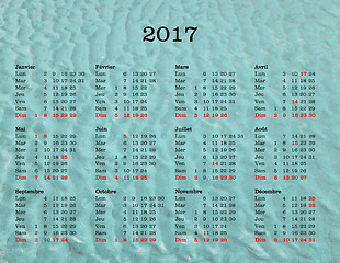 Image showing Year 2017 calendar - France with sea background