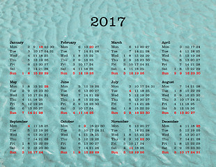 Image showing Year 2017 calendar - United States of America with sea backgroun