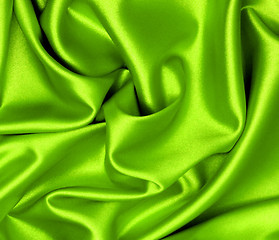 Image showing Smooth elegant green silk