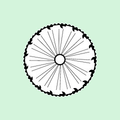 Image showing vector silhouette of a bicycle wheel with tyre and spokes