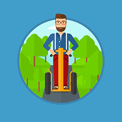 Image showing Man driving electric scooter.