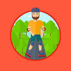 Image showing Sporty man on roller-skates.