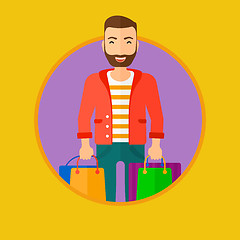 Image showing Happy man with shopping bags.