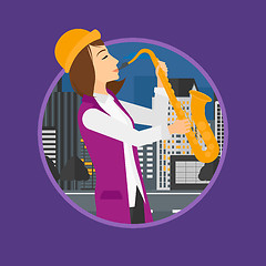 Image showing Woman playing saxophone.