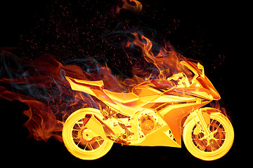 Image showing bike in fire