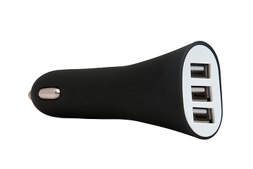 Image showing Black USB electronics device car charger